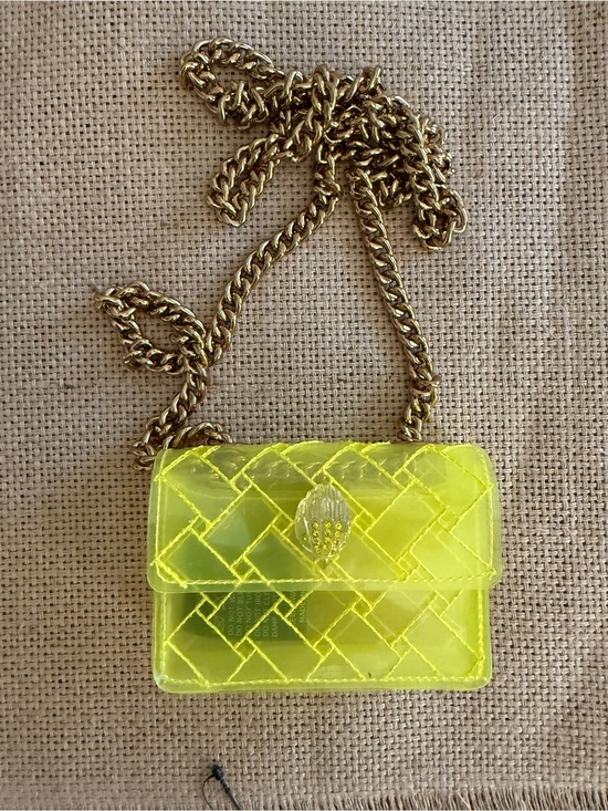 Kurt Geiger Handbags - Kurt Geiger Neon Yellow Quilted Mini Crossbody with Gold Chain